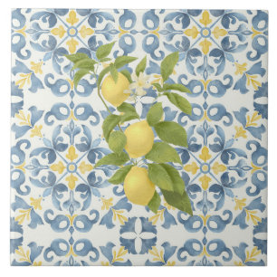 Elegante italiano Blue Azulejo Lemon