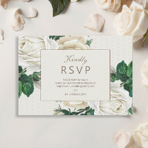 Elegante Ivory Cream Floral Wedding RSVP