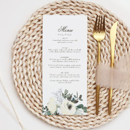 Elegante Ivory Floral Blooms Menu de Casamento