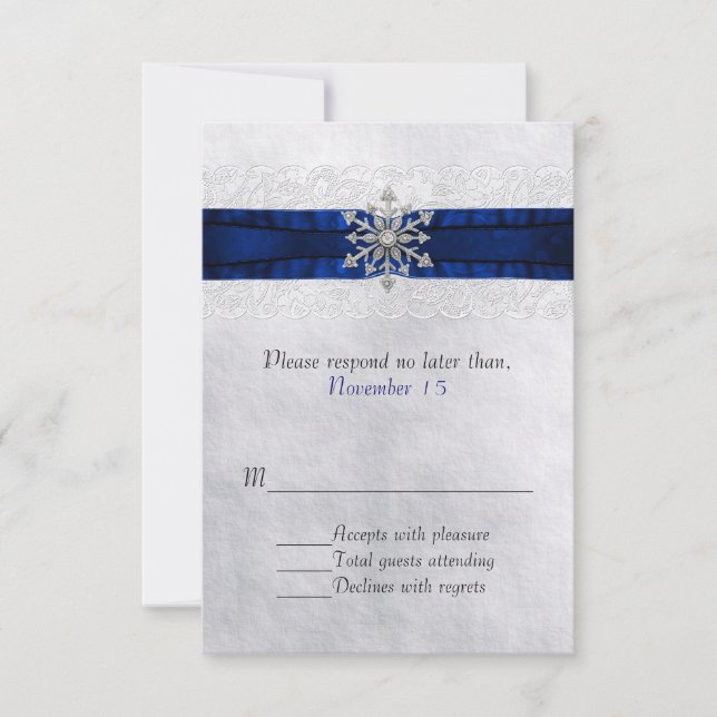 Elegante Jeweled Snowflake Wedding RSVP (Frente)