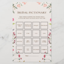 Elegante Jogo de Pictionary Nupcial Floral Rosa e 
