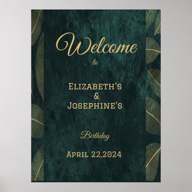 Elegante Joint Birthday Twin Poster (Frente)