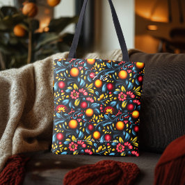 Elegante Khokhloma Inspirou Tote Bag Floral