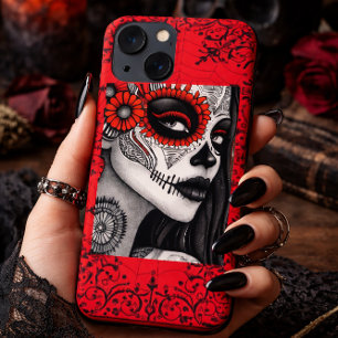 Elegante La Catrina Skull Art - Preto, Branco e Ve