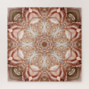 Elegante Laranja Pêssego Floral Quebra-cabeça