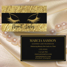 Elegante Lash Artista Cartão de visita Dourado e P