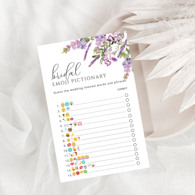 Elegante Lavanda Floral Emoji Pictionary Game (Criador carregado)