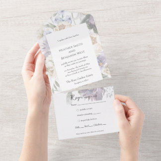 Elegante Lavanda, Marfim e Azul Floral All-in-One