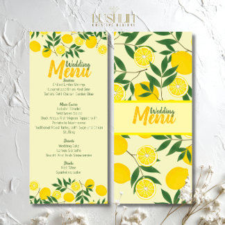 Elegante Lemon Wedding Flat Menu