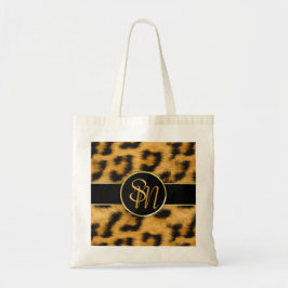 Elegante Leopard Imprime Monograma Bolsa de Orçame