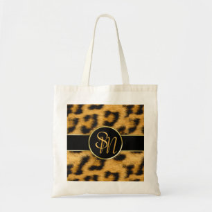 Elegante Leopard Imprime Monograma Bolsa de Orçame