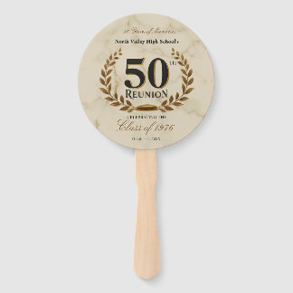 Elegante leque de mão para reunião de turma de 50