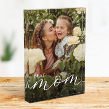 Elegante Letra Branca Personalizada Melhor Mãe de 
