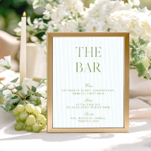 Elegante Letreiro de Bar de Casamento Listrado em