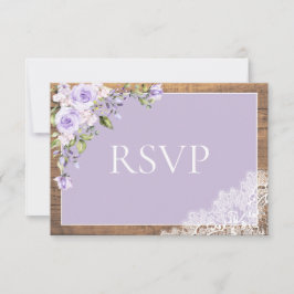 Elegante Lilac Lavanda Rustic Lace Wedding RSVP