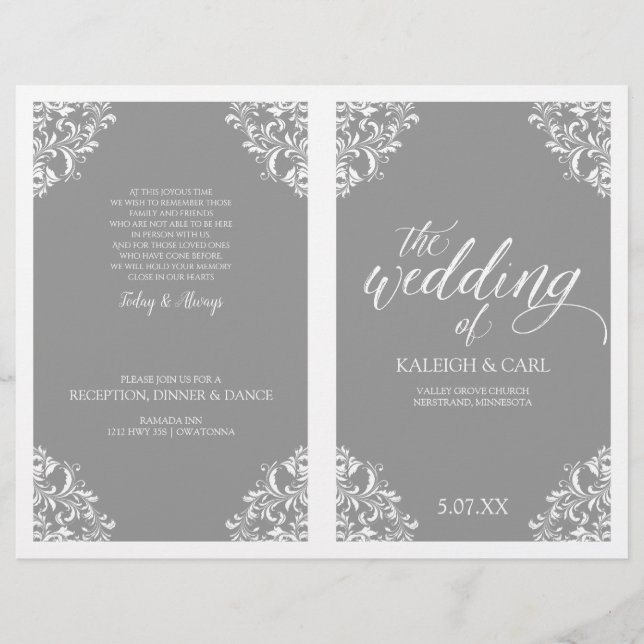 Elegante Livreto de Programa de Casamento - Nadine (Frente)