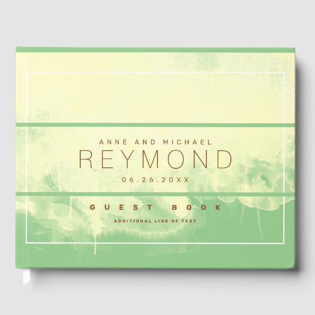 elegante livro de convidados do casamento verde-am (Frente)