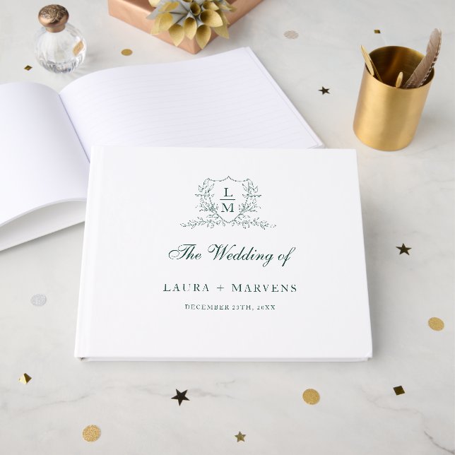 Elegante Livro de Visitas de Casamento Monograma C (Frente aberta)