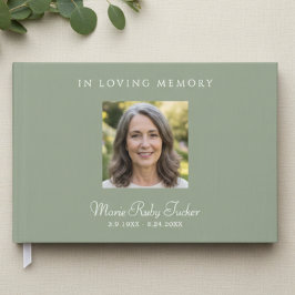 Elegante Livro de Visitas de Funeral com Foto em V