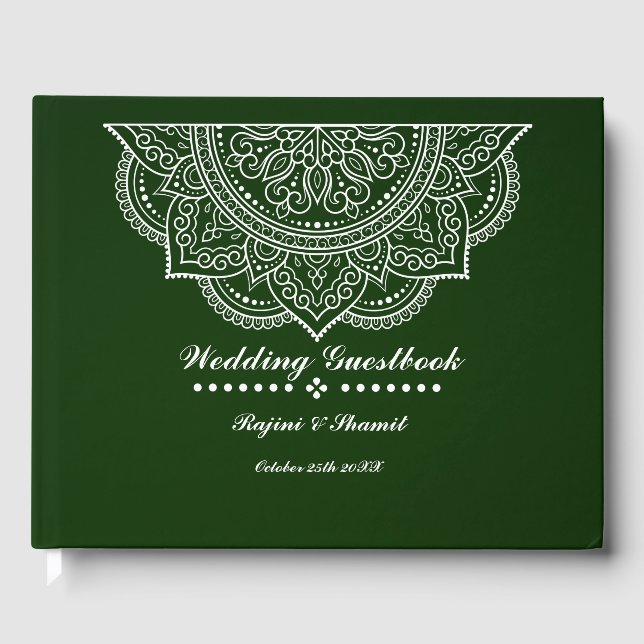 Elegante Livro Verde Paisley Mandala (Frente)