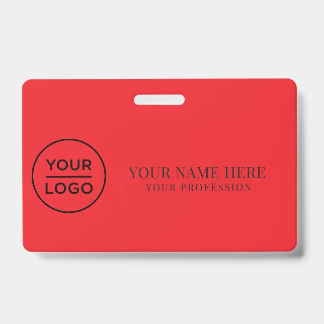 Elegante Logotipo Personalizado Crachá Simples par (Frente)