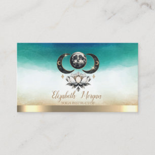 Elegante Lotus Moon Watercolor Cartão de visita