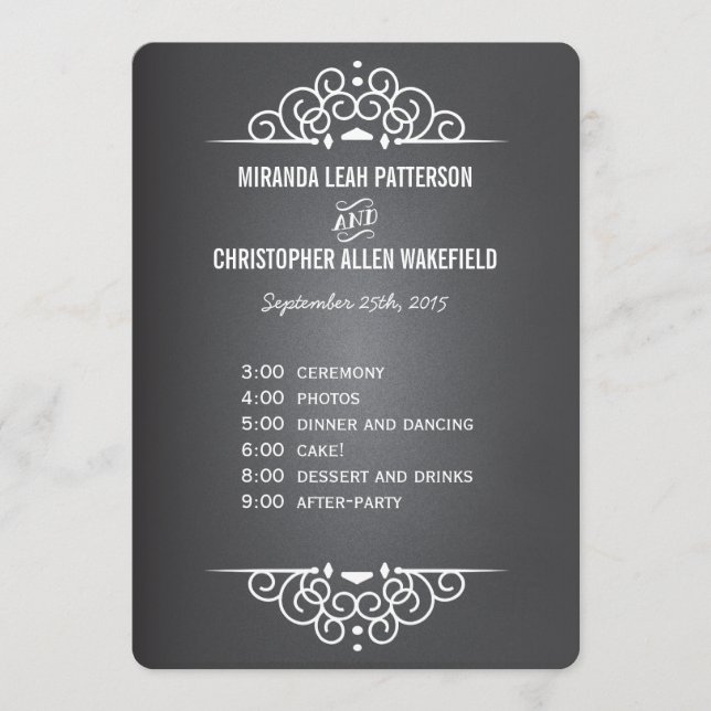 Elegante Love Chalkboard | Cartão de menu (Frente)