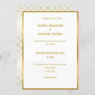 ELEGANTE LUXE DOURADO LACE 2 CONVITE DE CASAMENTO