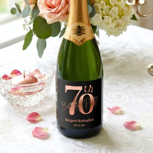 Elegante Luxo Chic Rosa Dourado 70º Aniversário