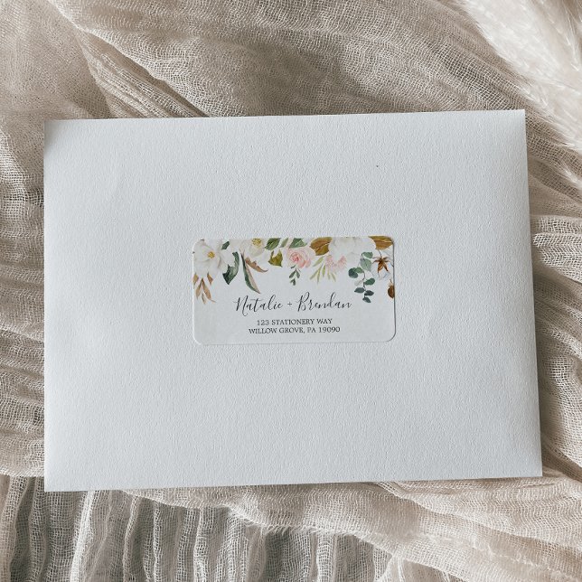 Elegante Magnolia | Etiquetas de Endereço RSVP Bra (Criador carregado)