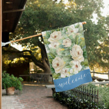 Elegante Magnolia Floral Blue - Script de Boas-vin