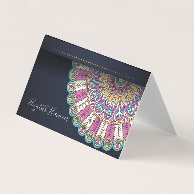Elegante Mandala Cartão de visita (Frente)