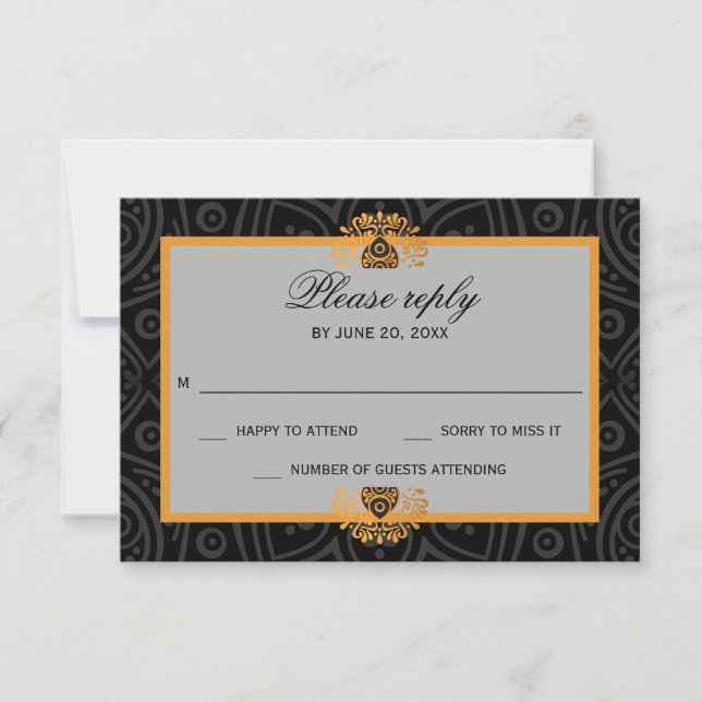 Elegante Mandala Indian Wedding RSVP (Frente)