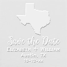 Elegante Mapa do Estado do Texas Casamento Save th