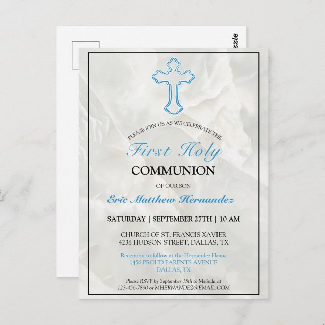 Elegante Marble Boys 1rua Convite Comunitário (Frente/Verso)