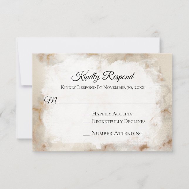 *~* Elegante Marble Dourado Vein AR2 Wedding RSVP (Frente)