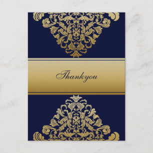 Elegante "marinho azul" Obrigado Cartões