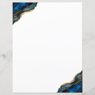 Elegante Marinho Chic Blue Dourado Agate Stationer