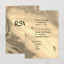 Elegante Mármore Dourado Ágata RSVP com Escolhas d