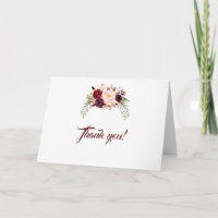 Elegante Marsala Floral Burgundy Agradecimento de 