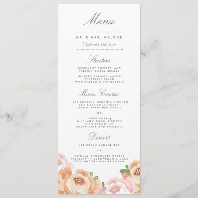 Elegante Mason Jar Wedding Menu (Frente)