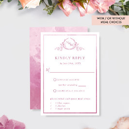 Elegante Mauve Pink Monograma e Watercolor RSVP