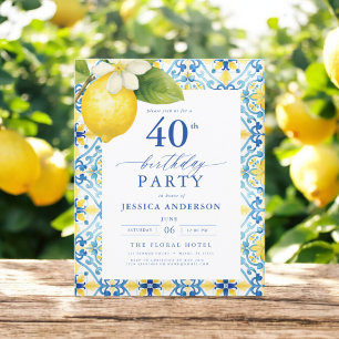 Elegante Mediterrâneo Lemon Floral aniversário de 