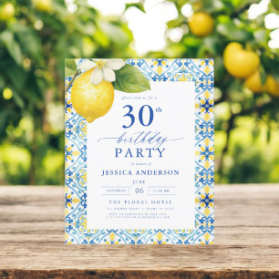Elegante Mediterrâneo Lemon Floral aniversário de 
