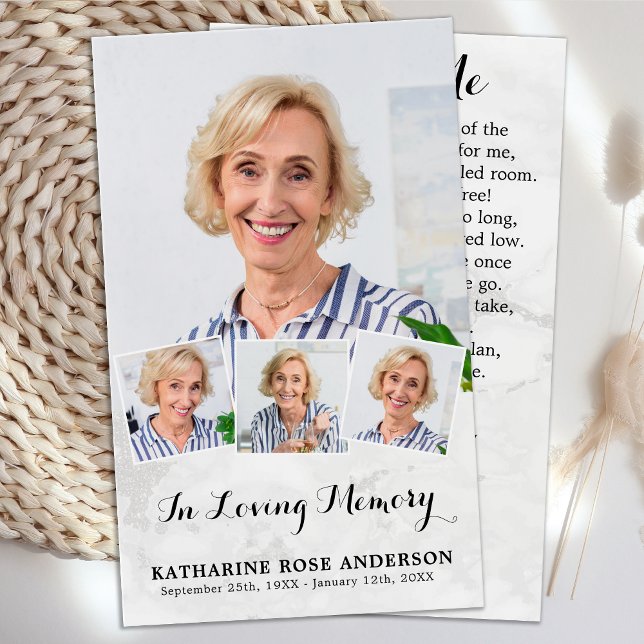 Elegante Memorial 4 Cartões de Oração Funeral Foto (Criador carregado)