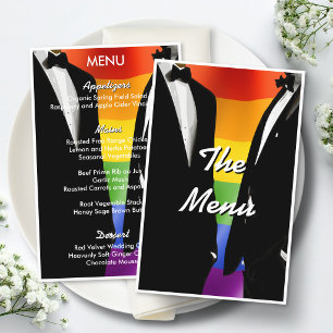 Elegante Menu de Casamento Arco-Íris de Homens Gay