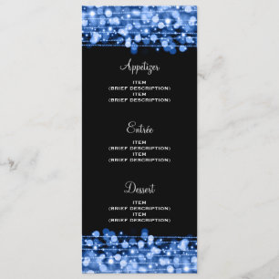 Elegante Menu de Casamento Festa Faíscas Azul