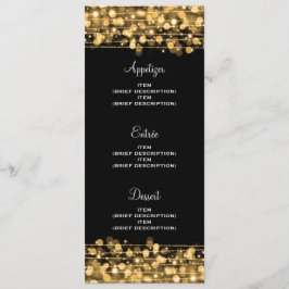 Elegante Menu de Casamento Festa Faíscas Dourado