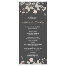 Elegante menu de casamento floral em aquarela chic