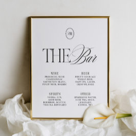 Elegante Menu de Casamento The Bar Preto e Branco